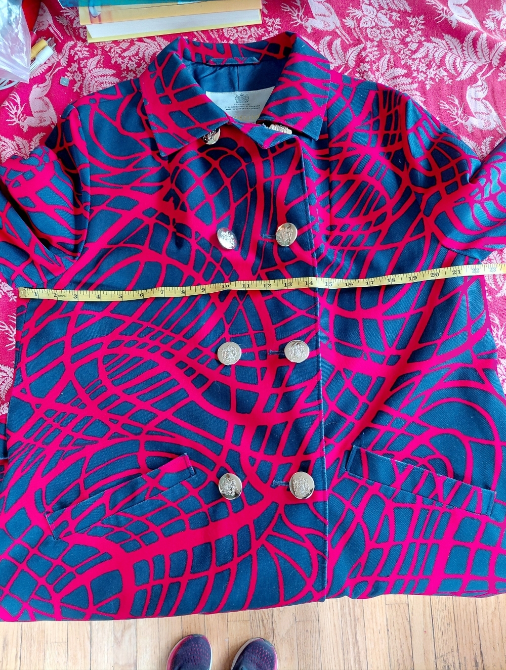 Vintage Aquascutum Weatherproof Trench Coat London England Blue Red Gold Buttons - Picture 9 of 11